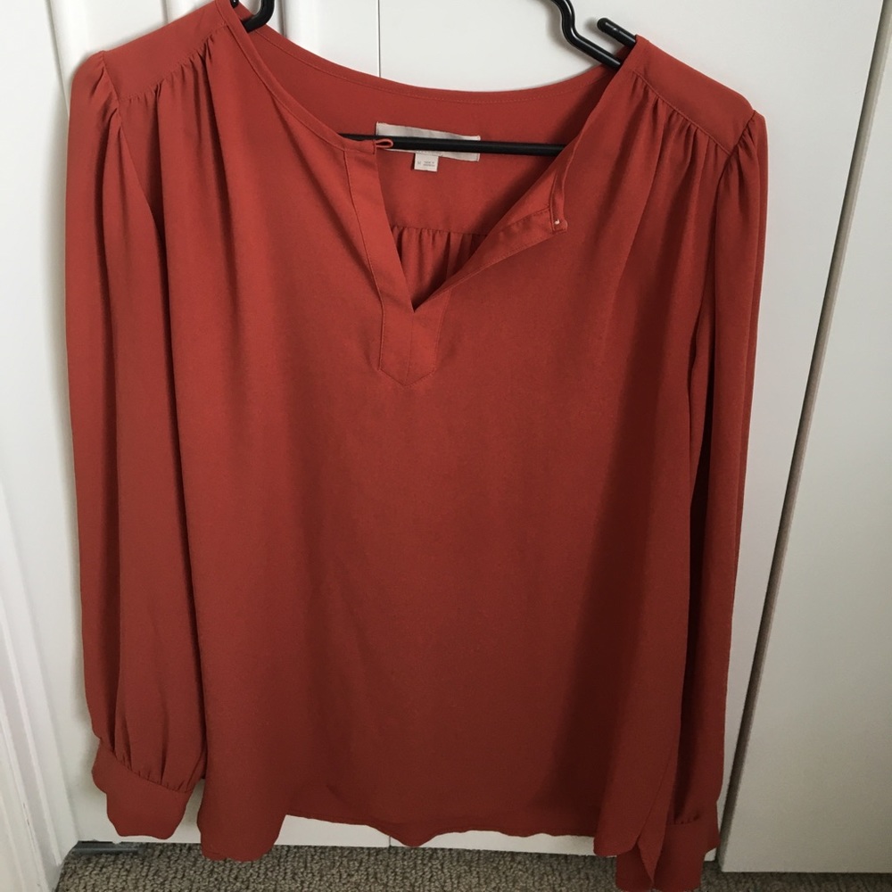 LOFT burnt orange blouse